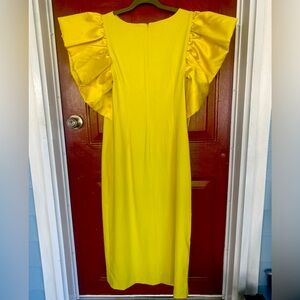 Anthropologie Yellow Ruffle Sleeve Dress